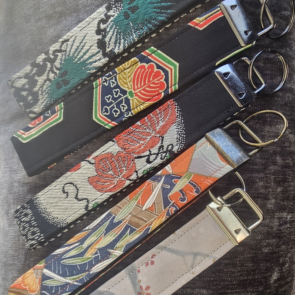 Keychain - Hand Made From Silk Kimono. Large Size. Buy 2 Get 1 FREE